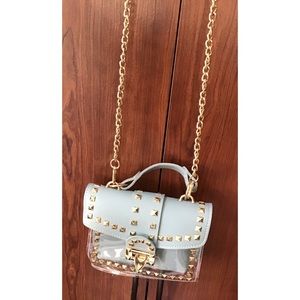 Brand New Light Blue Gold Studs Crossbody Bag